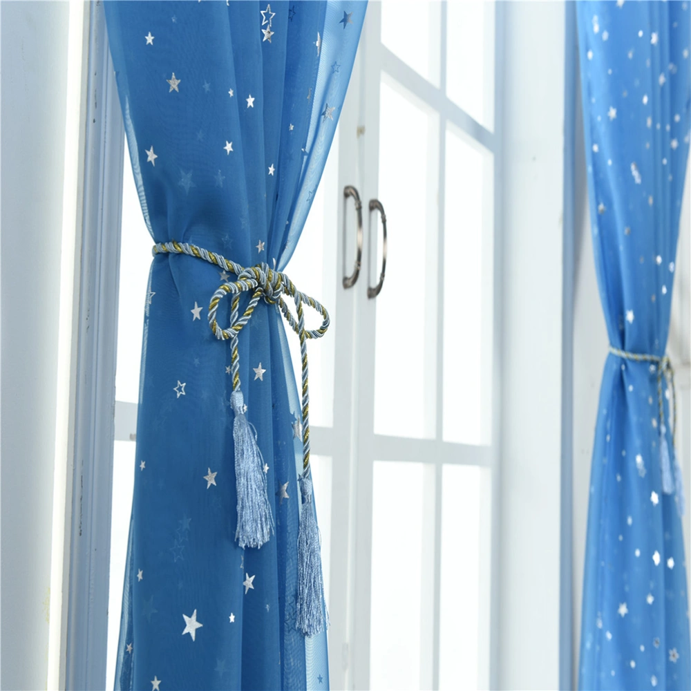 Exquisite Window Curtain Beautuful Window Voile Curtains for Home Bedroom Living Room (Blue, 100x200cm)