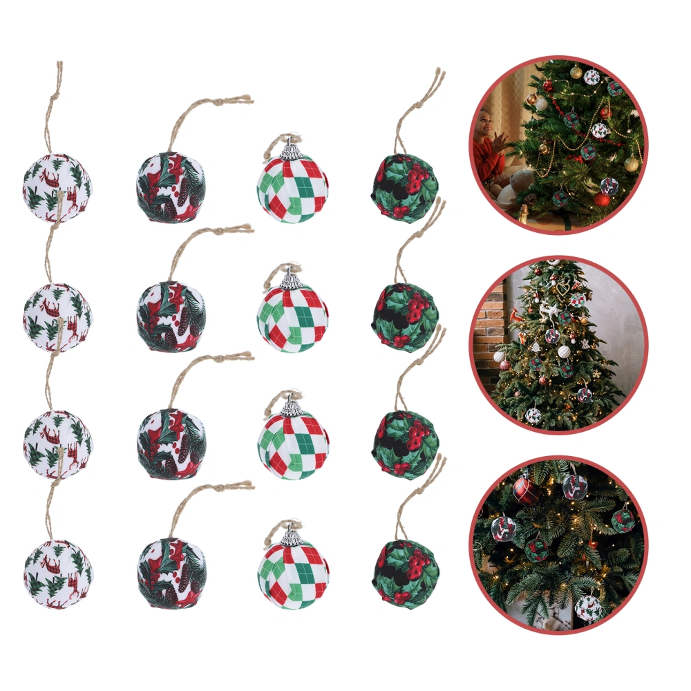 16Pcs Christmas Tree Pendants Christmas Froth Balls Xmas Pattern DIY Supplies