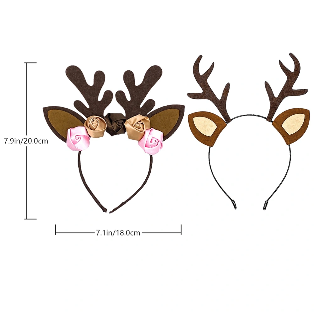 1 Set 2 Pcs Christmas Hairbands Lovely Antler Headbands (Assorted Color)