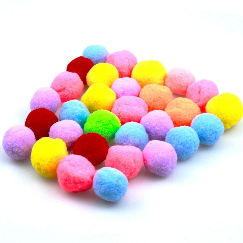 30 Pcs Colorful Plush Cat Ball Toy Kitten Pompoms Elastic Ball Plush Cat Ball for Pet Playing (Assorted Color)