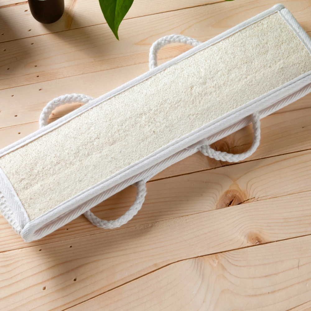 3pcs Natural Loofah Bath Rub Brush Exfoliate Pull Back Strip Rub Back Belt Bath Towel Spa Towel Massage Scrubber (Beige)