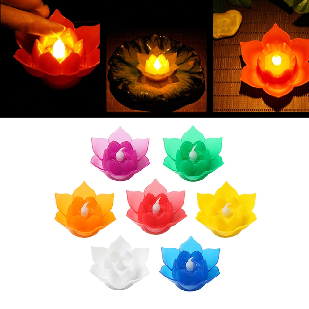 2pcs LED Electronic Lotus Lantern Buddha Candle Lamp Flameless Flower Candles Light (White)