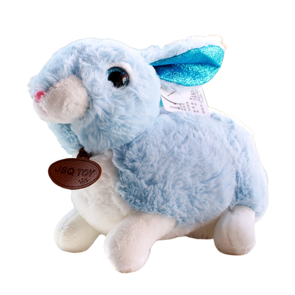 Imitation Rabbit Doll Adorable Plush Toy Exquisite Long Ears Rabbit Doll Birthday Gift for Woman Kids (Sky-blue)