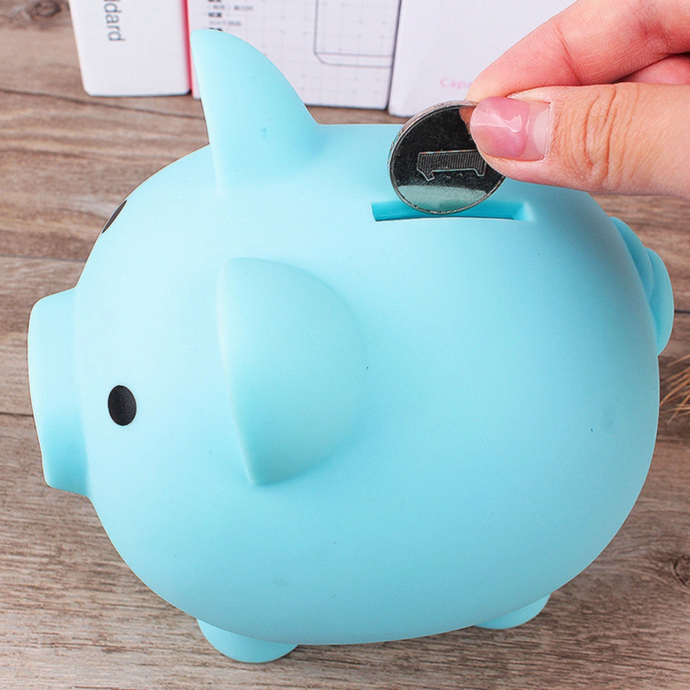 Creative Piggy Bank Cartoon Pig Shape Money Box Saving Pot Desktop Decor for Kids Children (Blue, Small Size)