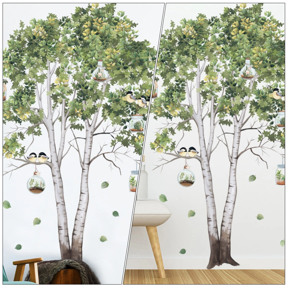 2Pcs Fresh Birch Wall Decorations Self-adhesive Wall Stickers Home Decorations