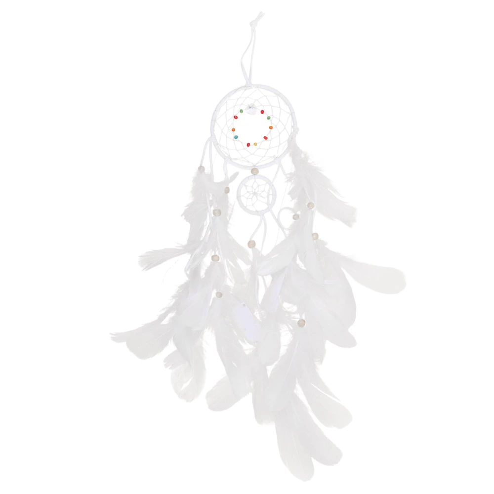 Creative Spider Web Dream Catcher Home Dream Network Decoration Pendant Car Feather Ornaments(White Finished Product with Light)