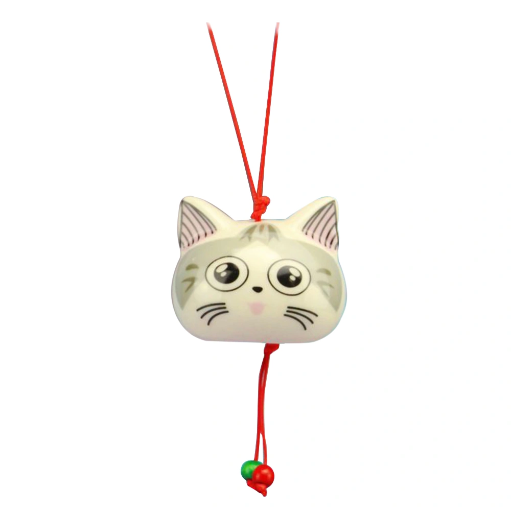 Cartoon Ceramic Wind Chimes Cat Hanging Bell Outdoor Indoor Door Animal Ornaments Gift Craft for Home Car (Mixed Expression)