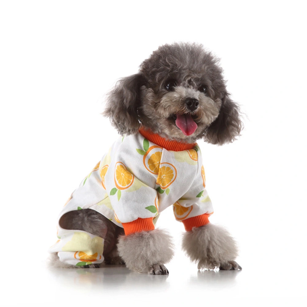 Orange Pattern Pet Pajamas Winter Autumn Warm Pet Clothes Pet Supplies for Puppy Dog (Size L)