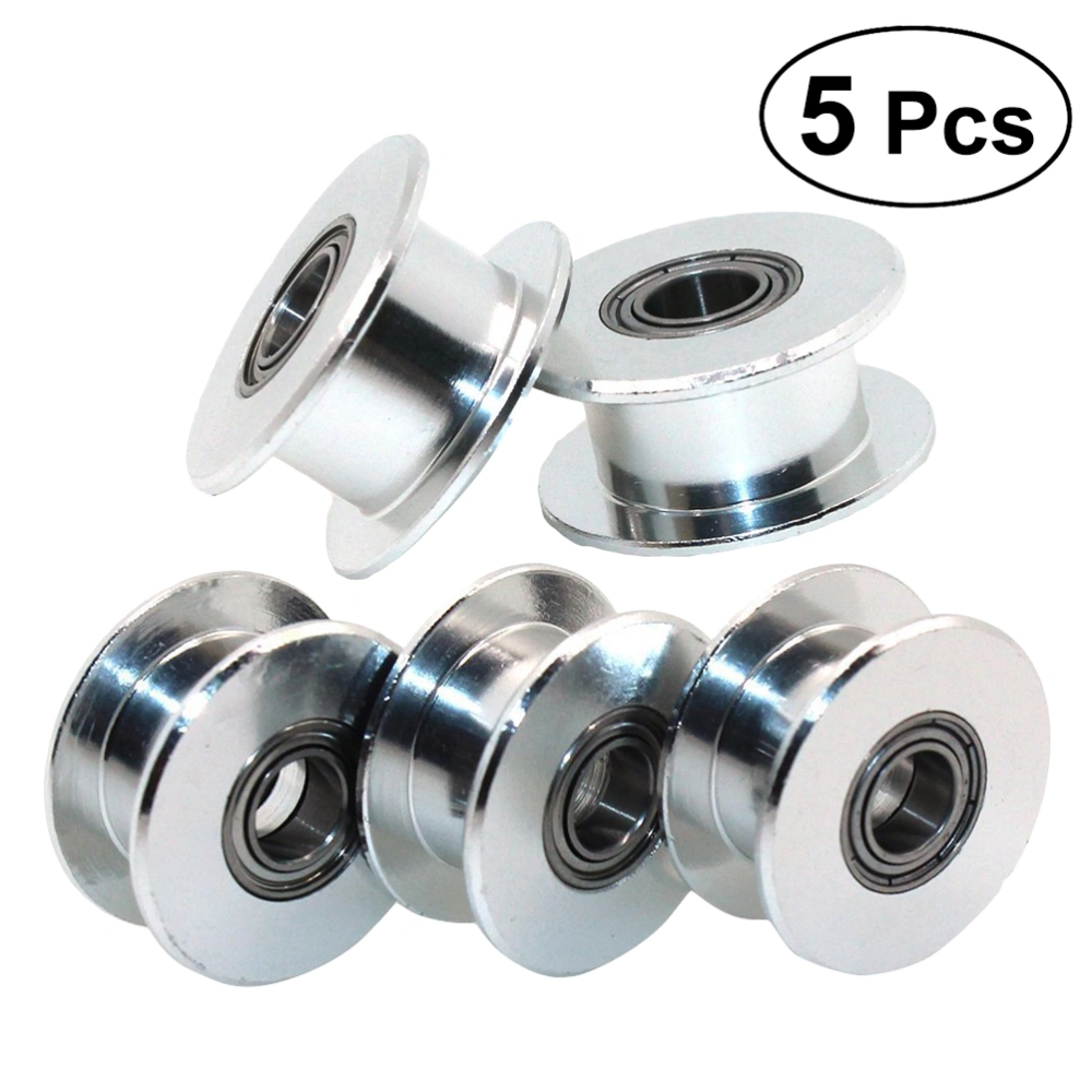 5 PCS High Precision Aluminum Alloy GT2 20 Teeth 5mm Bore Timing Belt Pulleys for 6mm Belt (Silver)