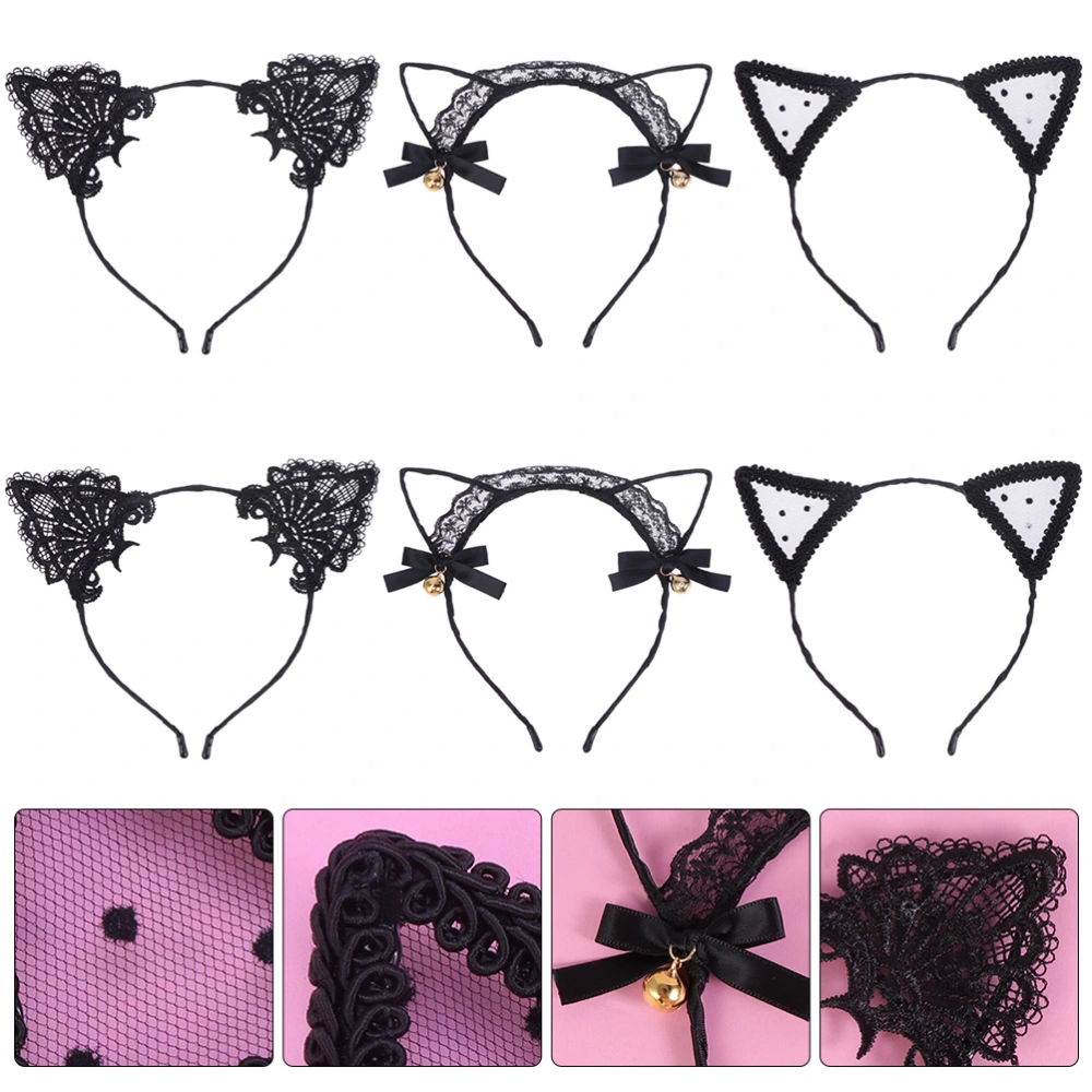 6pcs Lace Cat Ear Headband Cat Ear Hair Animals Headdress for Cosplay