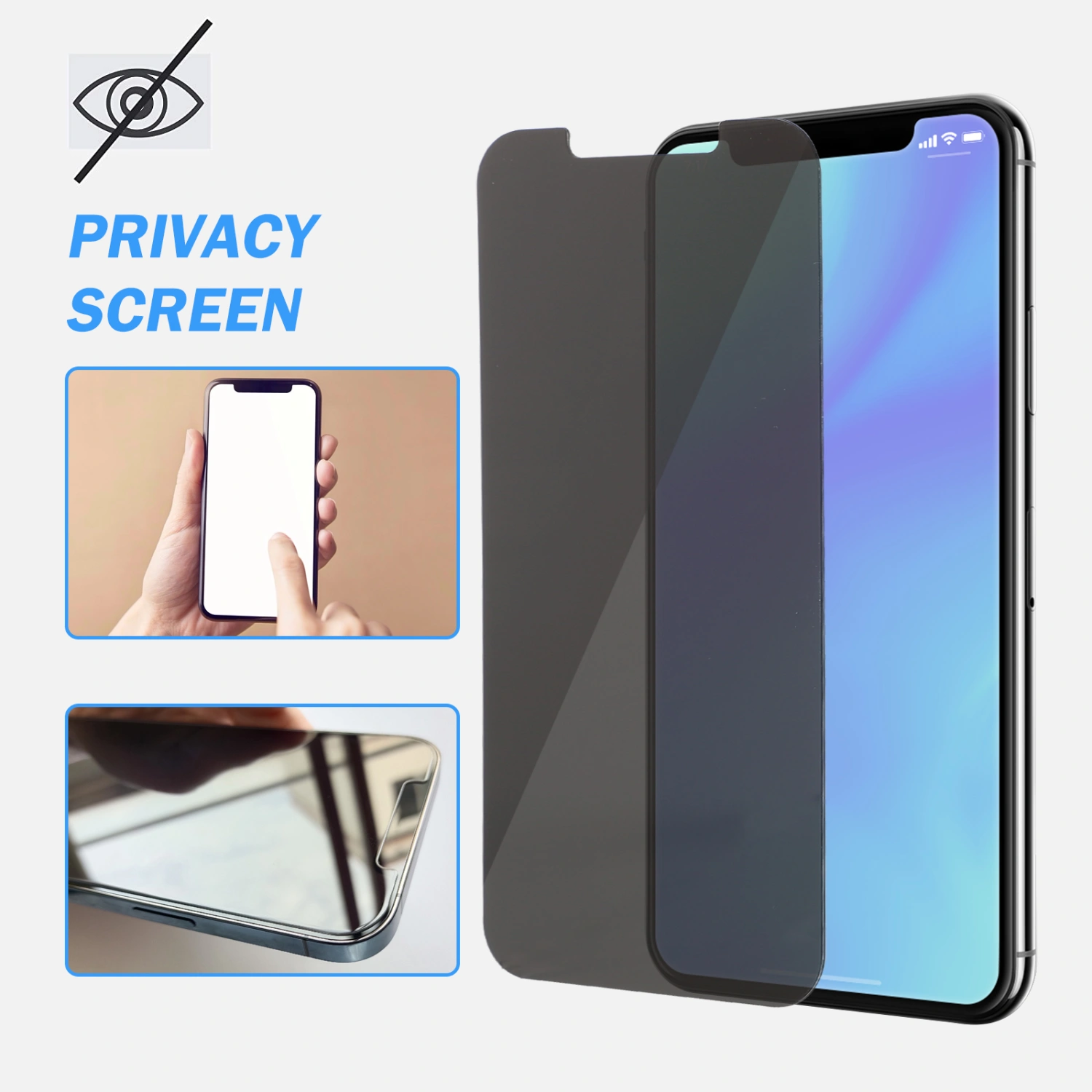 1 Set Anti-peeping Screen Protectors Compatible for iPhone12 Pro Max (Black)