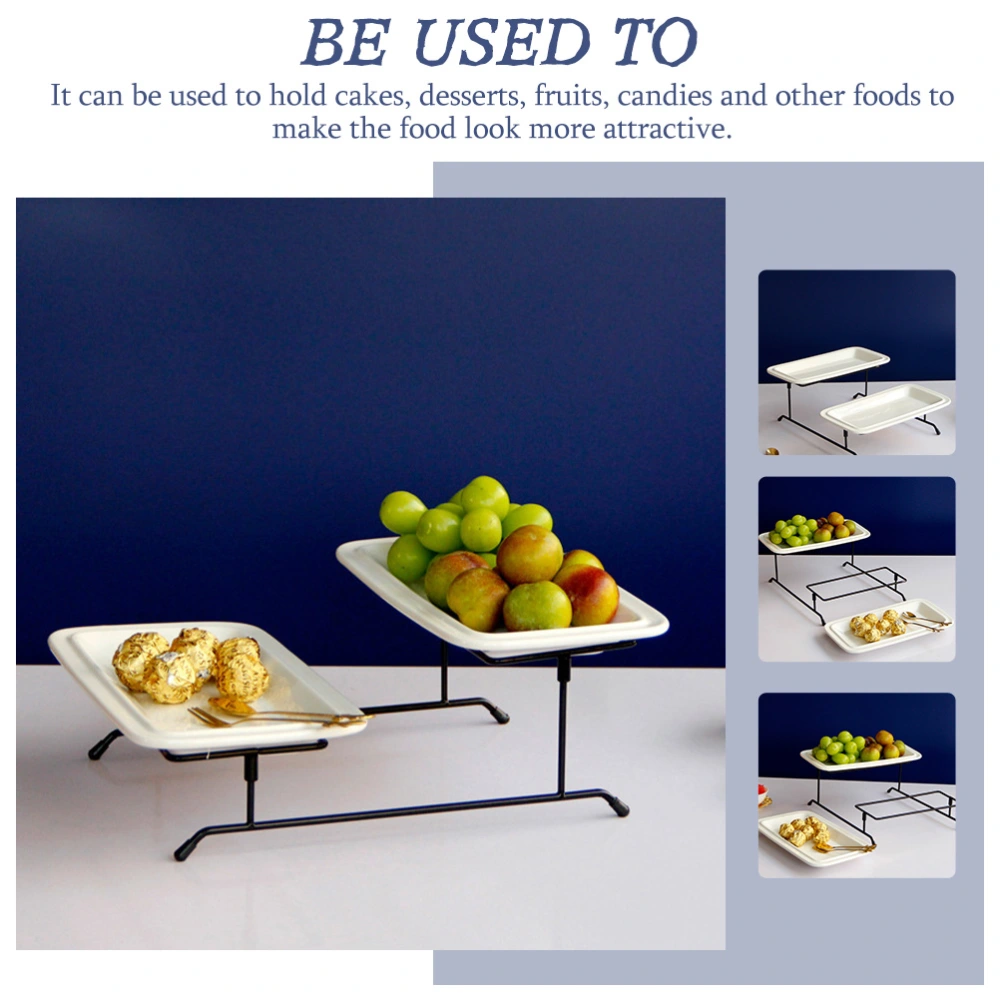 1 set of Cake Serving Stand 2-Tier Dessert Tray Snacks Storage Tray Fruit Container