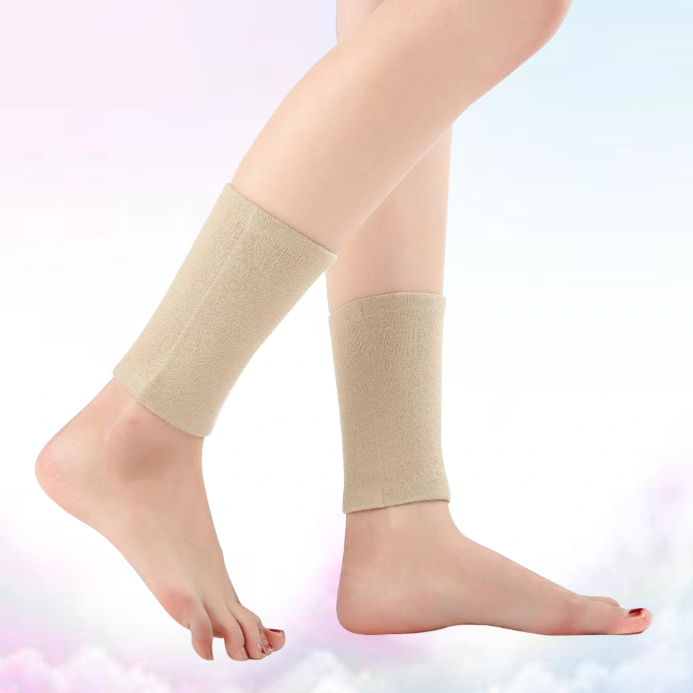 Wool Foot Sleeve Elastic Breathable Ankle Socks Practical Foot Covers Exercise Warm Foot Cover for Yoga Sports (Light Tan)