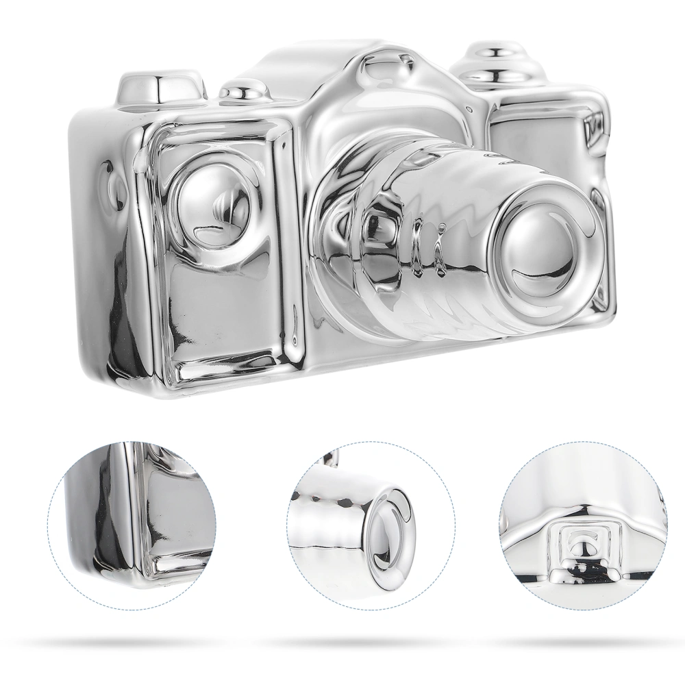 Ceramic Desktop Decoration Camera Shaped Crafts Home Ornament Decorative Crafts Silver