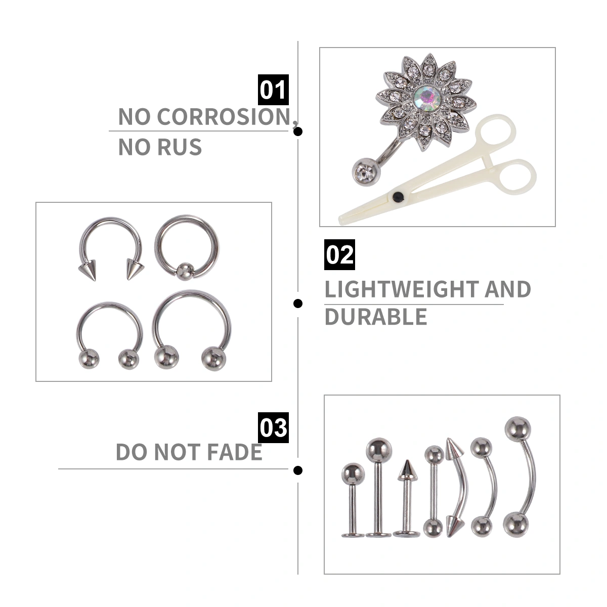 1 Set Body Piercing Jewelry Tool Set Safety Puncture Jewelry Tool Set Useful Puncture Jewelry Tool Set for Shop Woman Man