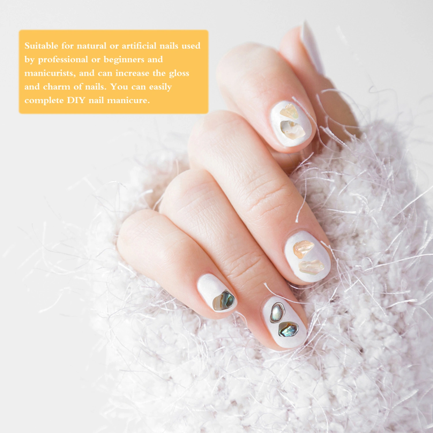 5Pcs Nail Crushed Shells Chic Shell Glitter Stickers Nail Art Decorations