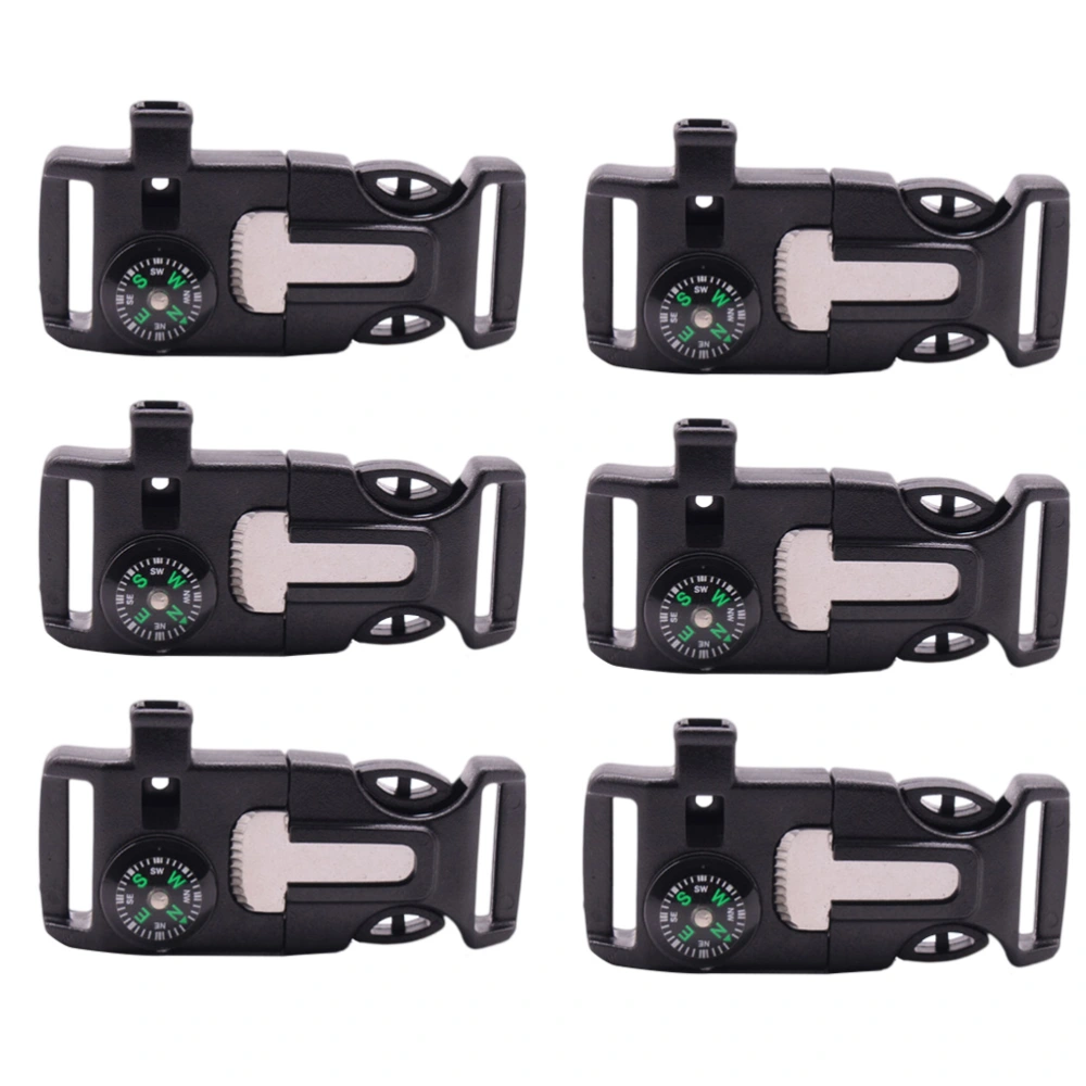 10pcs Multifunctional Plastic Side Release Emergency Survival Utility Buckles Whistle Buckles with Flint Scraper Fire Starter Paracord Bracelet Compass for Outdoor Camping Hiking