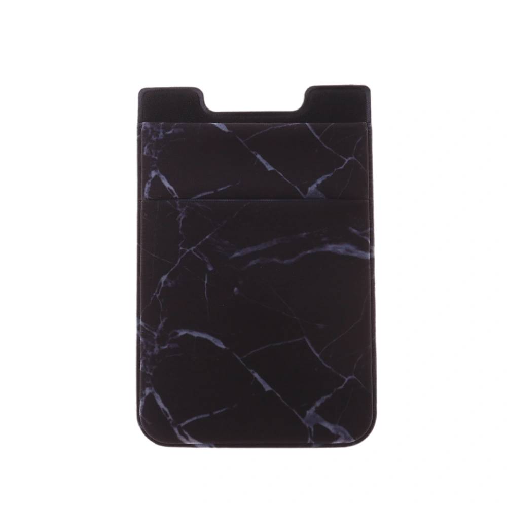 2PCS Marble Phone Pouch Self Adhesive Lycra Holder Cell Phone Back Patch Pocket (Black)