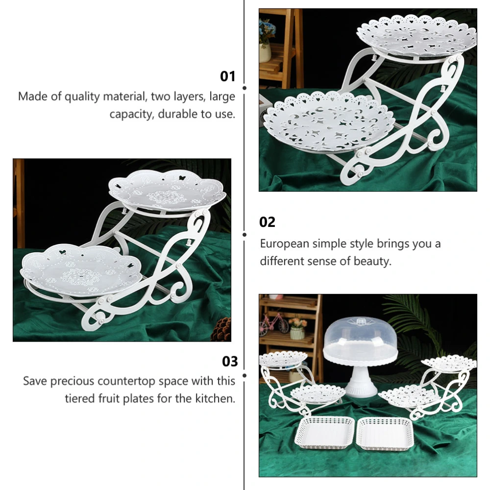 1pc Double Layer Fruit Storage Plate Decorative Food Tray Storage Tray