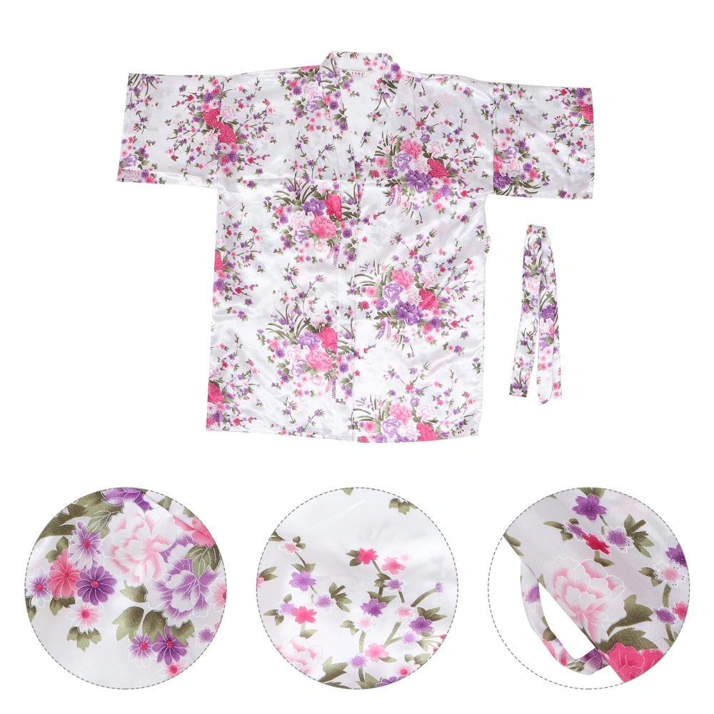 Women Summer Bath Robe Flower Printed Pajamas Fashion Short Kimono Sleepwear