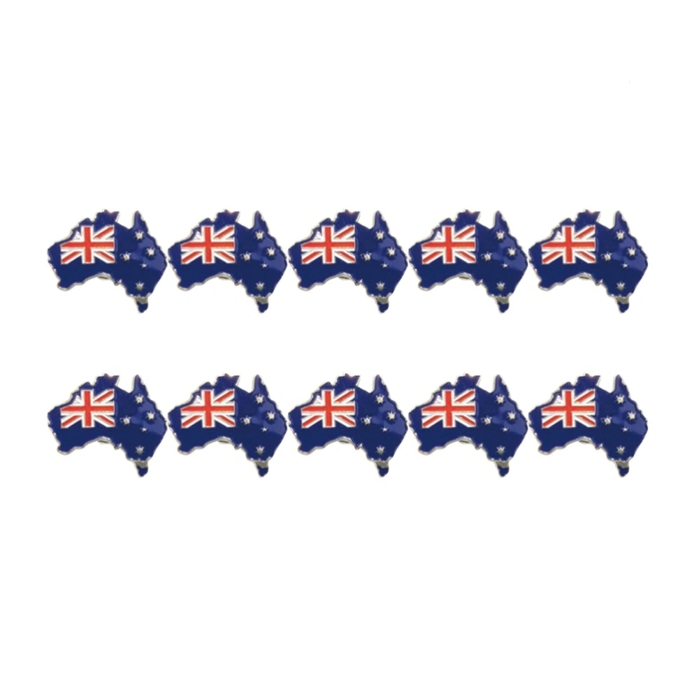 10pcs Australian Flag Brooch Iron Stoving Varnish Clothing Decor Brooch for Festival Party Gathering