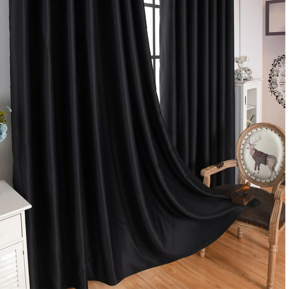Ultra Sleep Well Energy Saving Thermal Insulated Textured Thick Linen Pair Curtains Blackout Curtains Room Darkening Curtains Textured Grommet Window Curtains for Living Room Size 100*130 (Black)