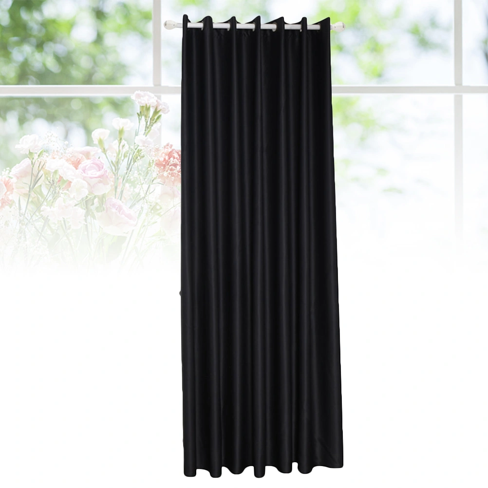 Ultra Sleep Well Energy Saving Thermal Insulated Textured Thick Linen Pair Curtains Blackout Curtains Room Darkening Curtains Textured Grommet Window Curtains for Living Room Size 100*130 (Black)
