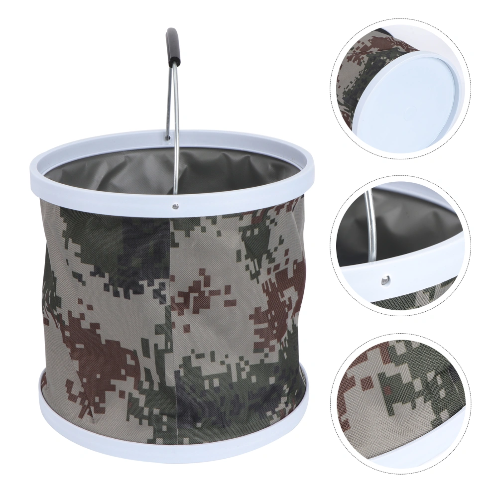 1pc Foldable Water Bucket Vehicle Cleaning Bucket Fishing Bucket (Camouflage)