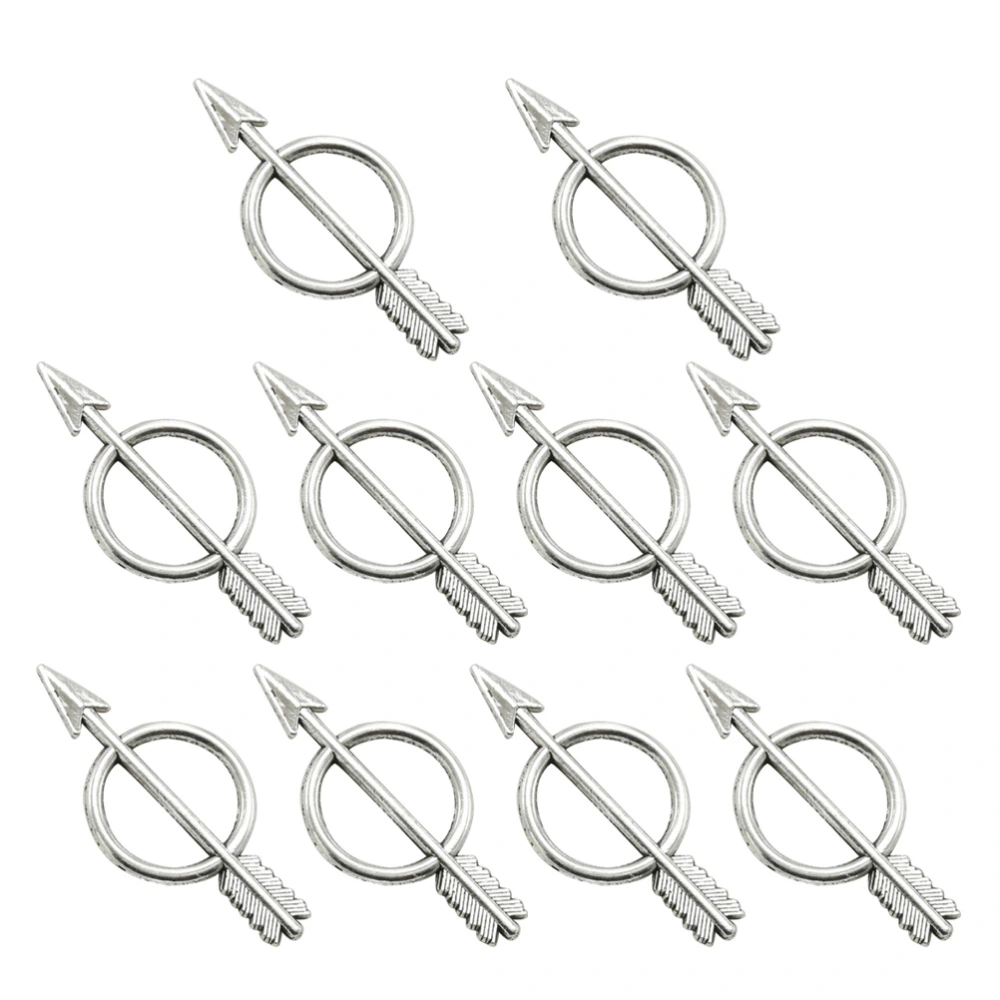 10PCS Vintage Zinc Alloy Bow and Arrow Pendants Charms DIY Jewelry Making Accessory for Necklace Bracelet (Antique Silver)