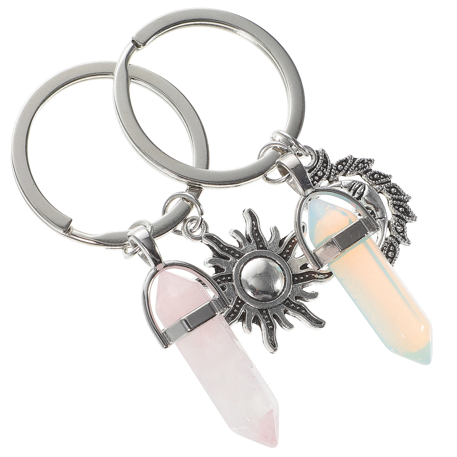 1 Set 2Pcs Valentine's Day Gifts Alloy Moon Sun Key Chains (Assorted Color)