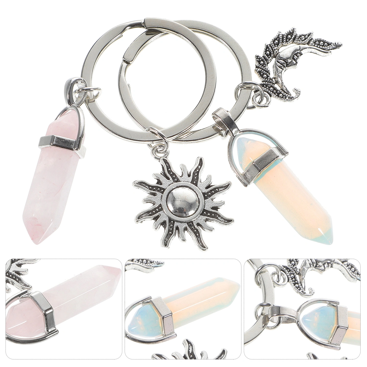 1 Set 2Pcs Valentine's Day Gifts Alloy Moon Sun Key Chains (Assorted Color)