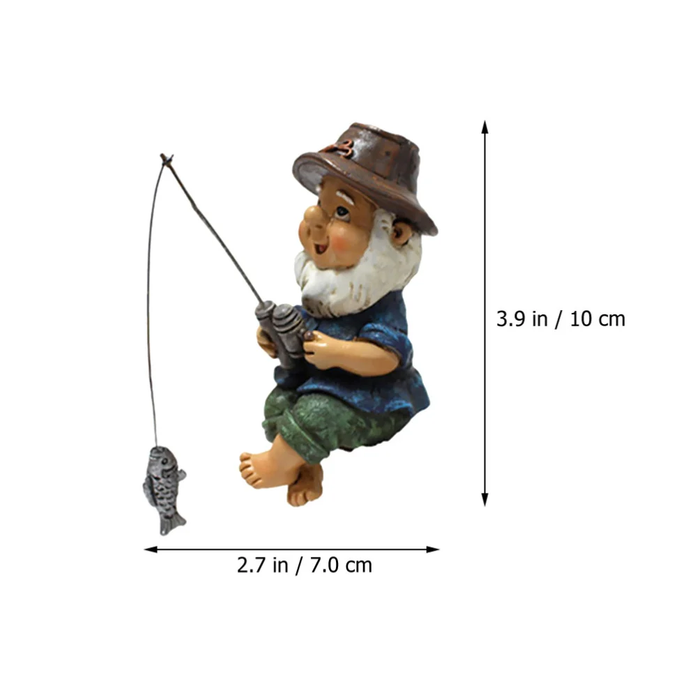 Garden Resin Dwarf Statue Decor Outdoor Fishing Gnome Ornament Pond Landscape Decor