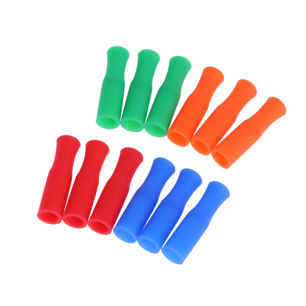 12PCS Silicone Straw Tips Multicolored Food Grade Straws Tips Covers (Random Color)