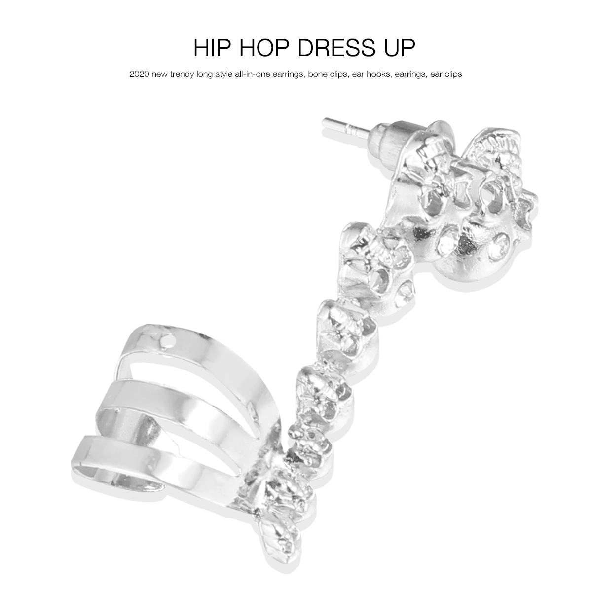 Skull Eardrop Alloy Ear Jewelry Skull Funny Personality Eardrop (Silver)