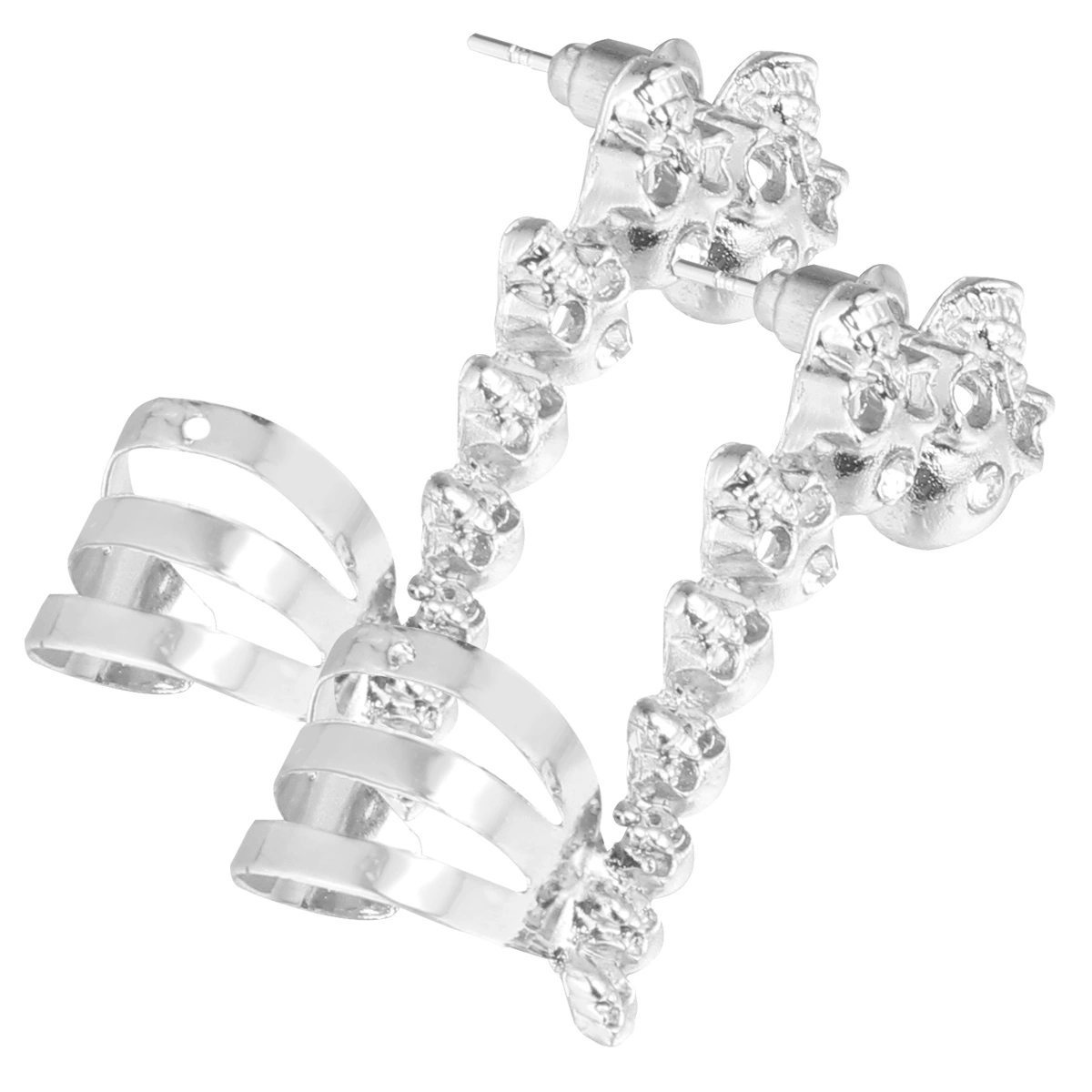 Skull Eardrop Alloy Ear Jewelry Skull Funny Personality Eardrop (Silver)
