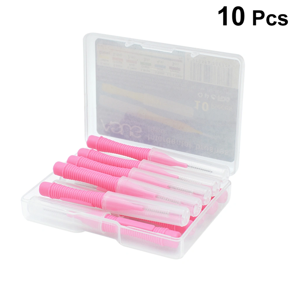 1 Set of 10pcs Interdental Brushes Between Teeth Dental Floss Pick Dental Care Brushes (Pink)