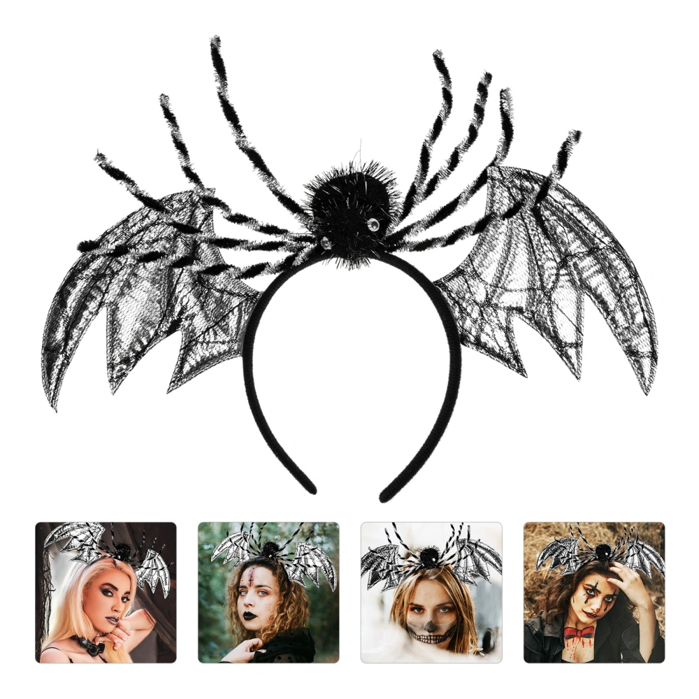 Halloween Spider Headband with Bat Wing Halloween Party Supplies Spider Hairband