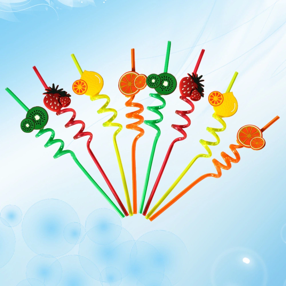 8pcs Hawaii Party Straws Creative Straws Fruit Straws Party Supplies for Drinking (2pcs Kiwi + 2pcs Strawberry + 2pcs Lemon + 2pcs Orange)