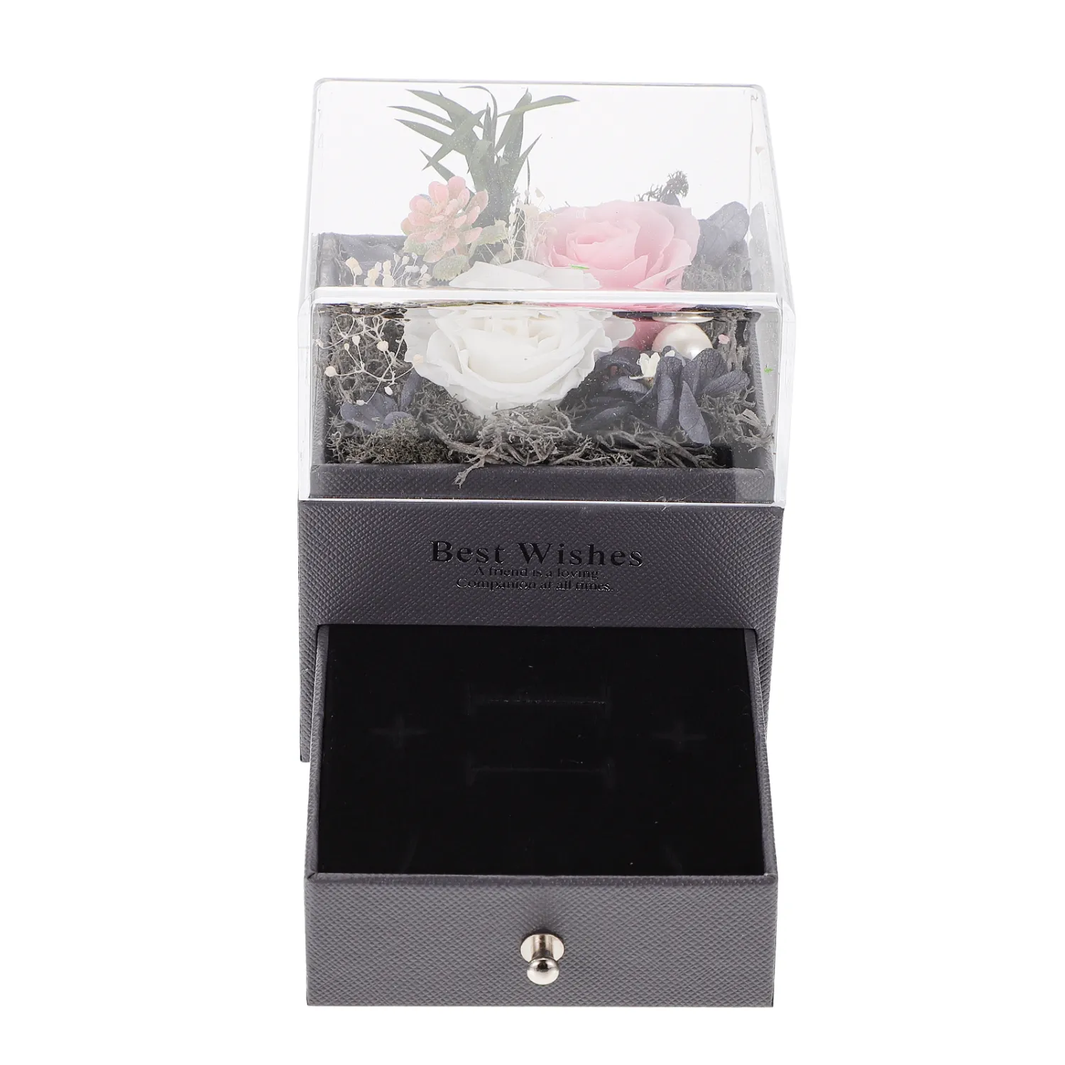 Rose Flower Necklace Earring Bracelet Jewelry Box Wedding Ring Case with Pearl