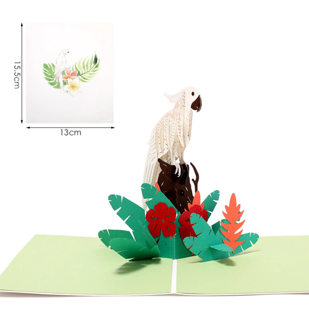 1Pc 3D Paper Carved White Parrot Congratulations Greeting Romantic Blessing Paper Invitation Cards Creative Gift