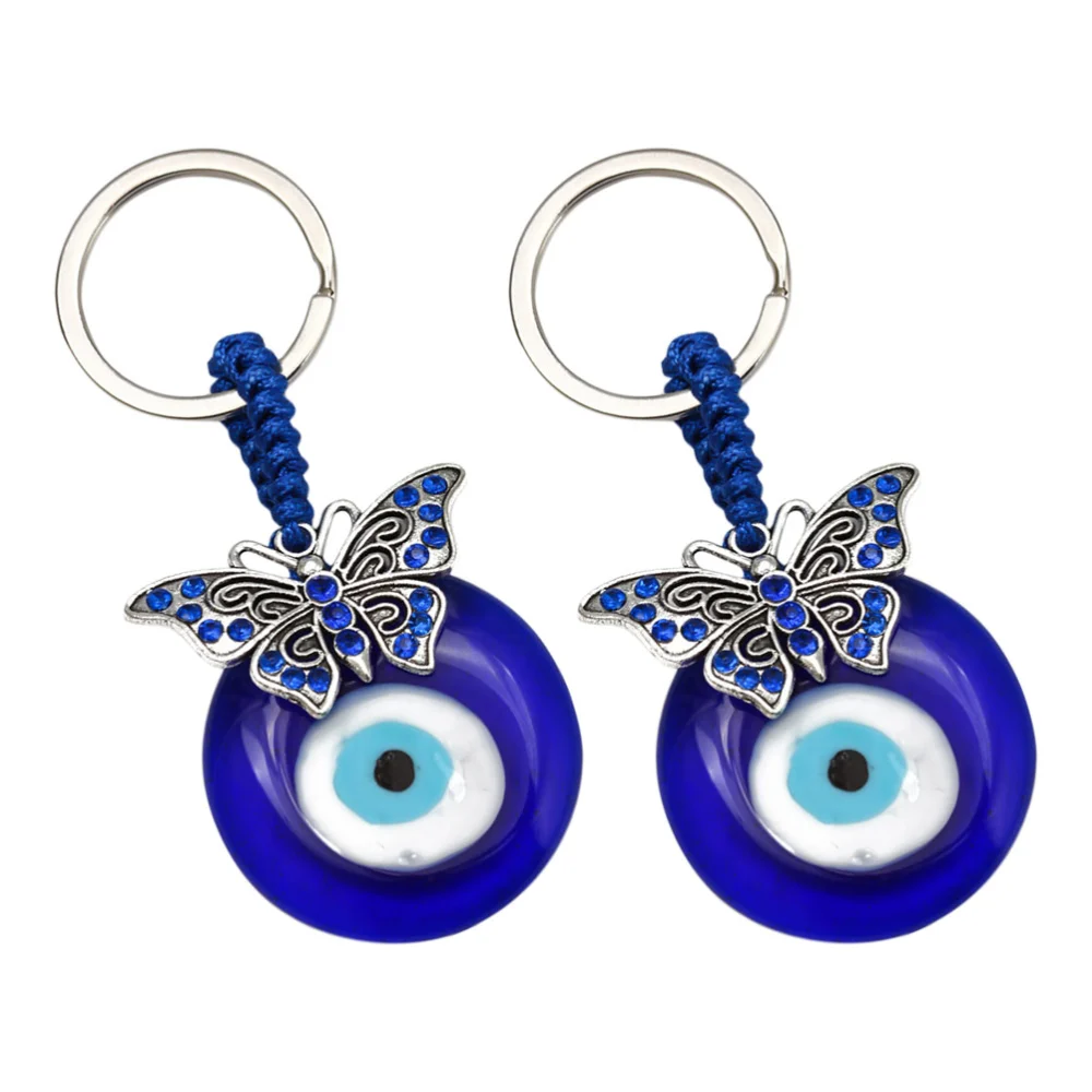 2 Pcs Creative Evil Eye Key Chain Fashion Bag Hanging Pendant Practical Key Ring