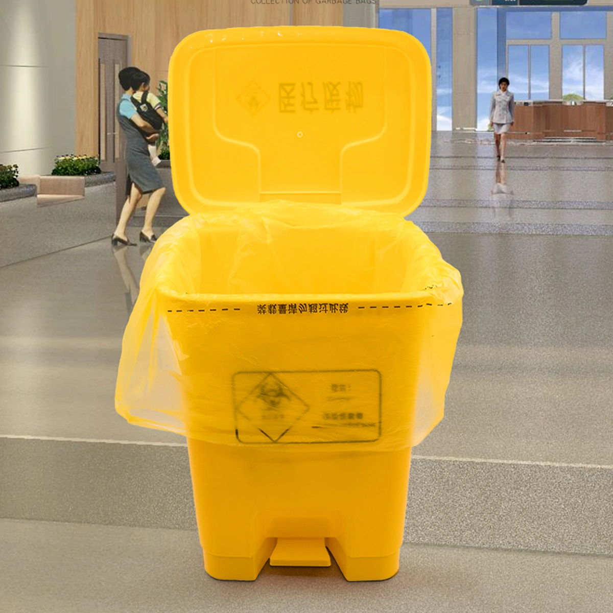 100pcs Hospital Clinic Rubbish Bags Simple Useful Handle Garbage Storage Bags (15L, 50x60cm)