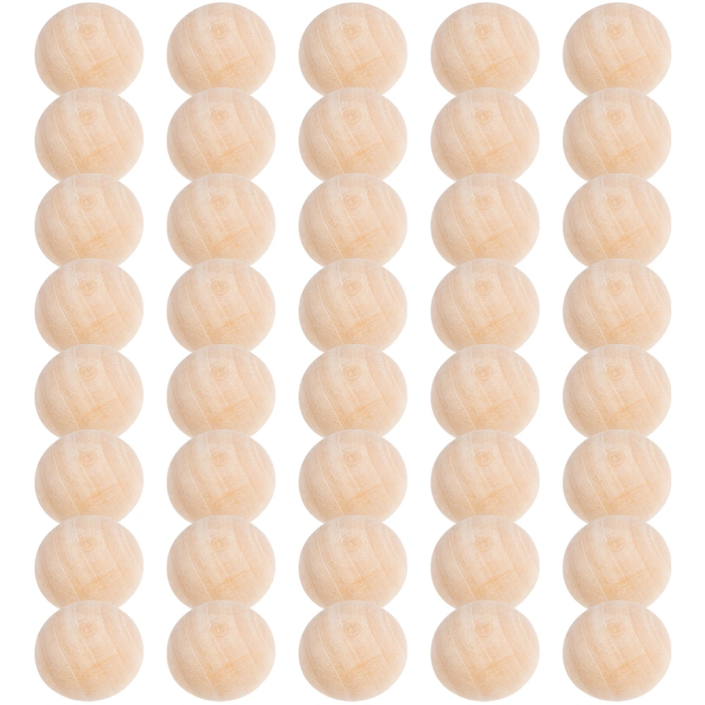 200Pcs Natural Half Wooden Balls Unfinished Wood Balls for DIY Art Craft