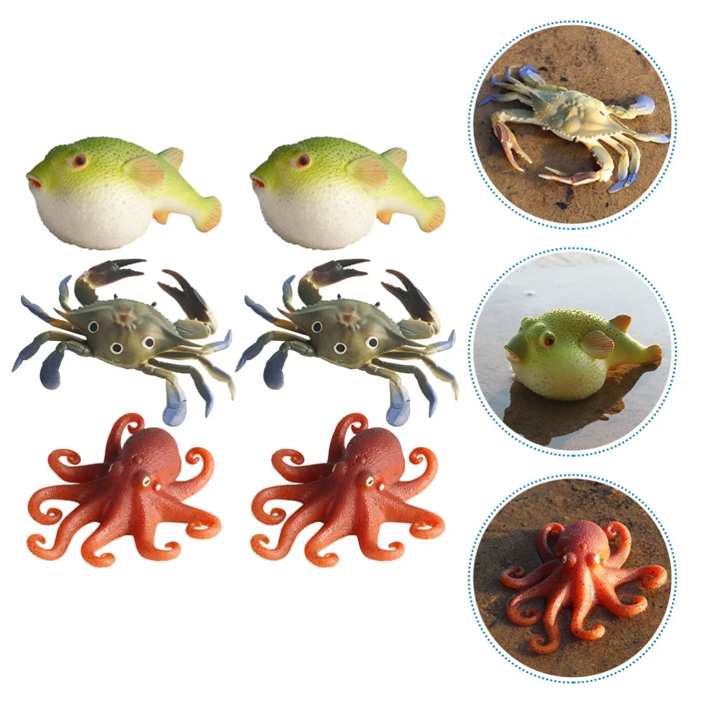 3Pcs Toddler Crab Educational Puffer Fish Adorable Toy Learning Crab Realistic Octopus