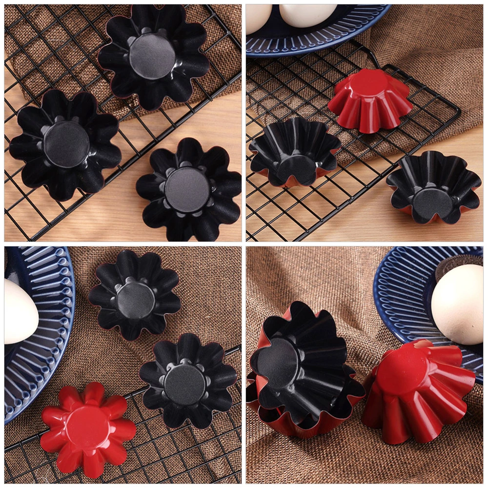 3pcs Egg Tart Mold Carbon Steel Cake Muffin Moulds Tins Pans Non-Stick Cupcake Cake Moulds