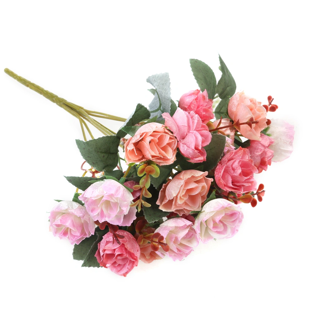 Vintage Artificial Rose Flowers Bouquet for Valentine's Day Wedding Home Party Decoration (Pink)