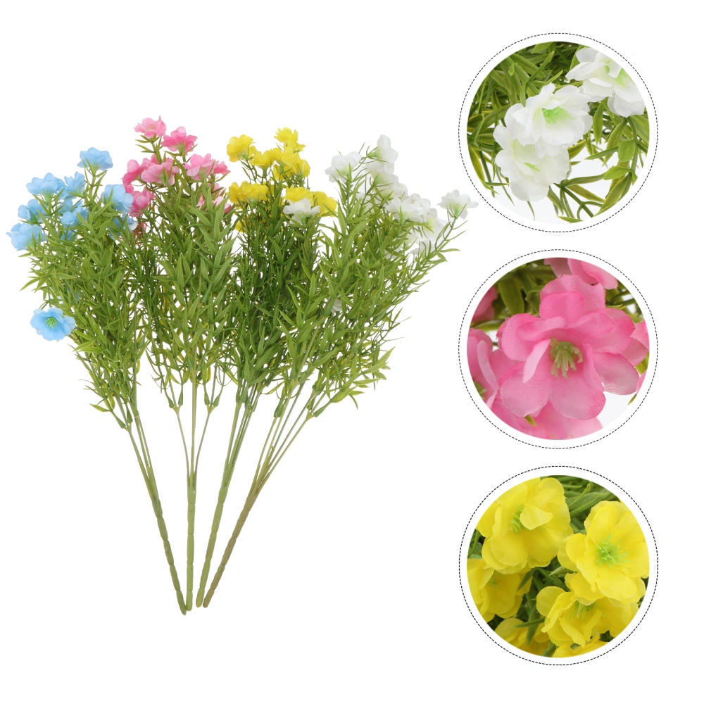 4pcs Vivid Simulation Flower Decor Artificial Flower Ornament Flower Adornment