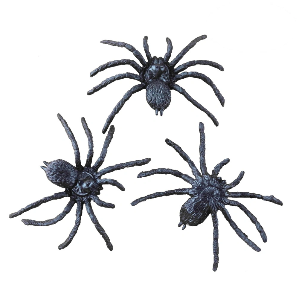 10 Pcs Plastic Black Spiders Prank Joking Funny Gadgets Horrific Decor for Halloween Parties Carnivals Costume Party (Black)