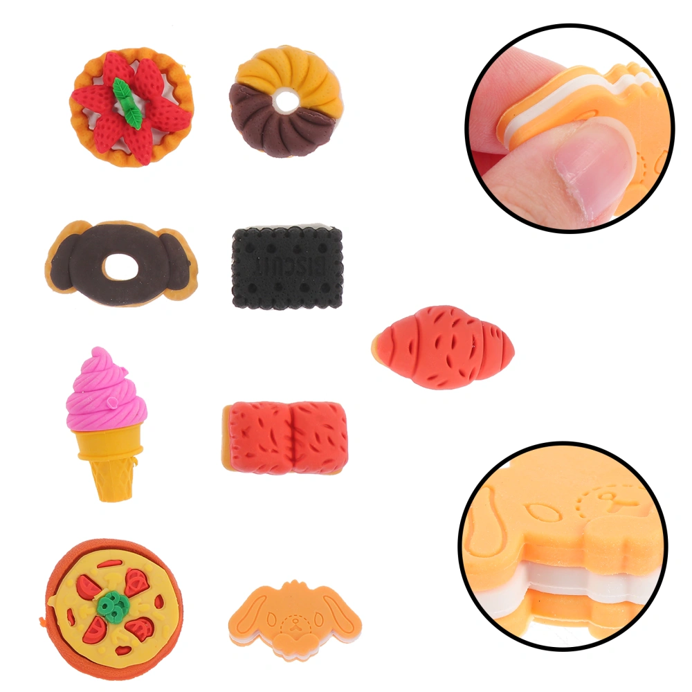 50Pcs Cartoon Food Shaped Erasers Cartoon Painting Erasers School Kids Gifts