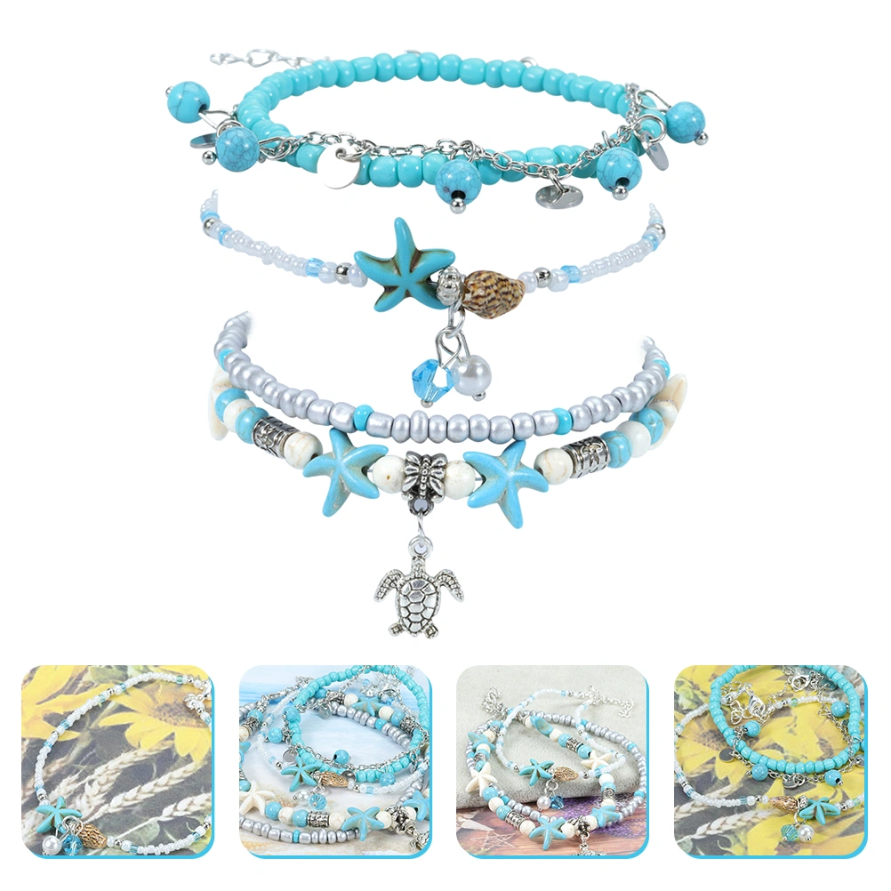 1 Set Women Anklet Turquoise Ankle Chain Beach Foot Chain Summer Ankle Jewelry